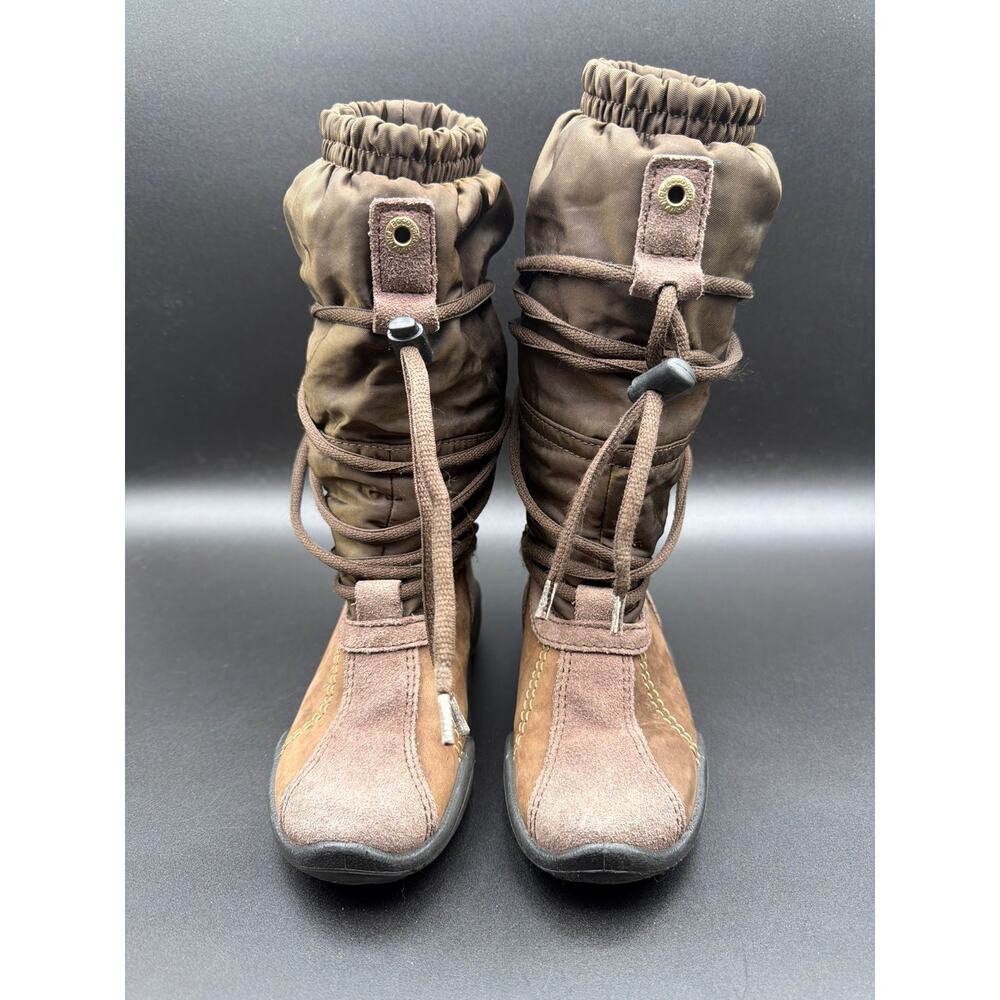 Ecco Solice K Girls Boots Size 10 Brown Leather Gore-Tex Winter Tall Waterproof